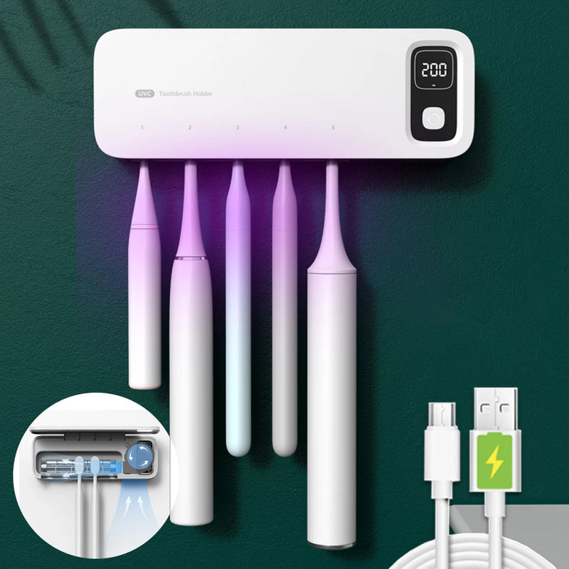 Suporte de escova de dentes com secador rápido e esterilizador UV