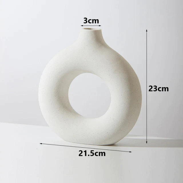Vaso Nórdico Circular de Cerâmica Decorativo