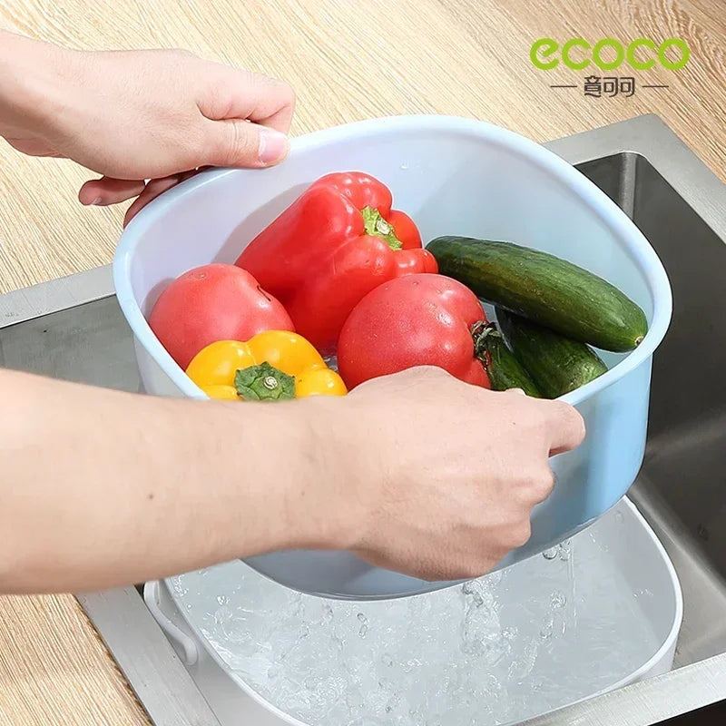 ECOCO travessa para legumes e verduras com cesto de secagem escorredor